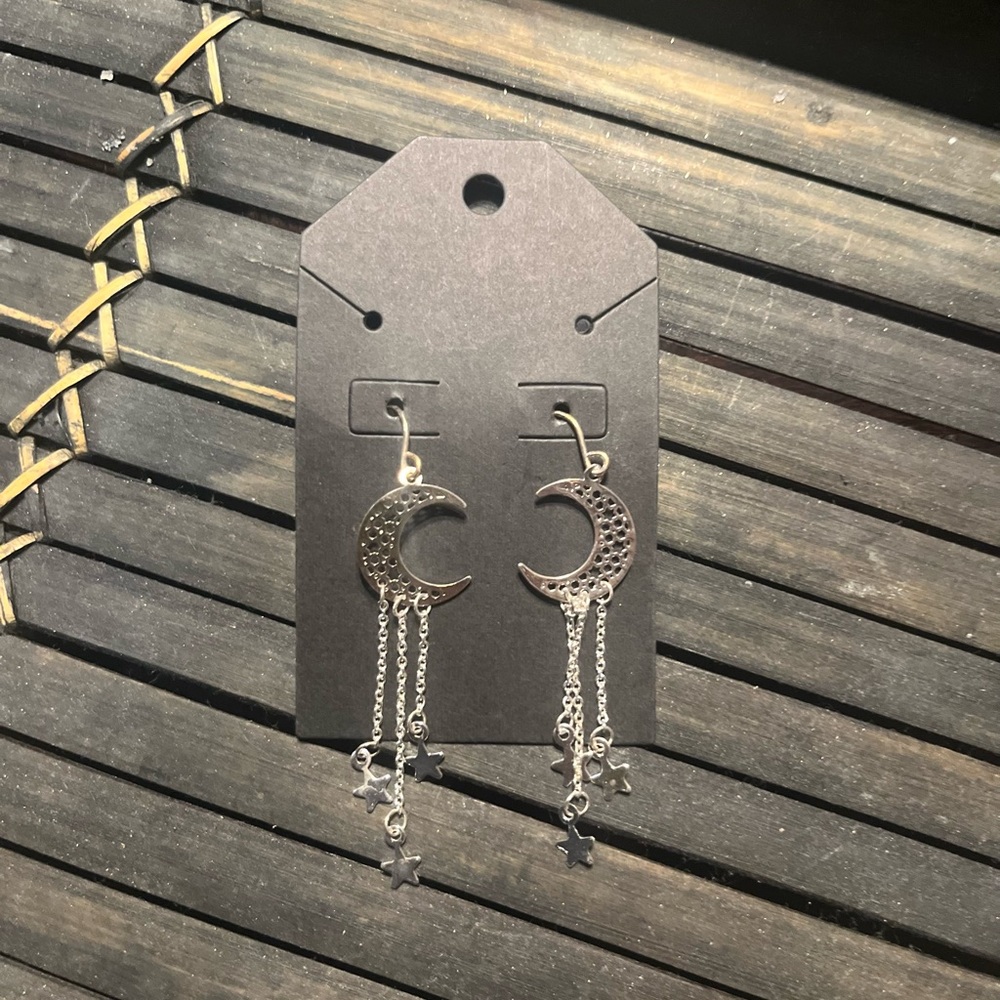 Silver moon earrings